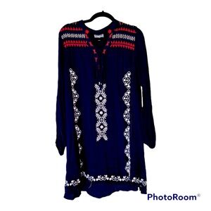 Neiman Marcus Navy Blue Red White summer Dress Cover up Dress Size Medium